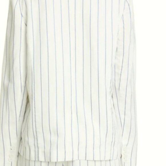 Equipment Gael Double Breasted Stripe Print Blazer white with Blue strips - Picture 5 of 7